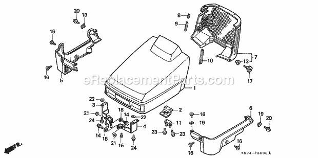 Honda H5518 (Type AC2/A)(VIN# GAAD-1000001-1016931) Multi Purpose Tractor Hood Diagram