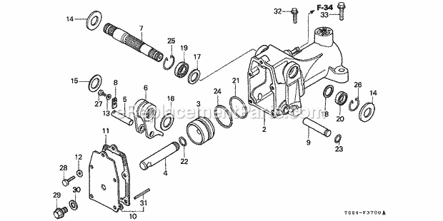 Honda H5518 (Type AC2/A)(VIN# GAAD-1000001-1016931) Multi Purpose Tractor Hydraulic Cylinder Diagram