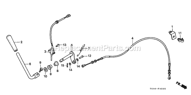 Honda H5518 (Type AC4/A)(VIN# GAAD-1000001-1016931) Multi Purpose Tractor Front P.T.O. Clutch Lever Diagram