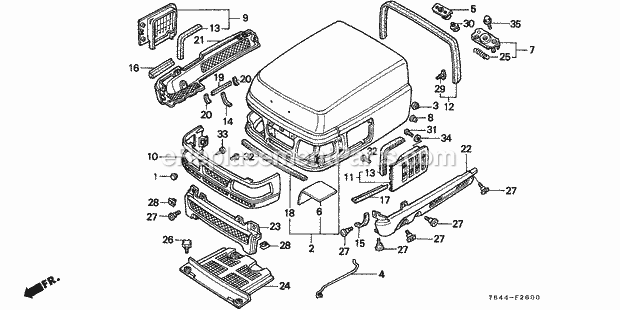 Honda H6522 (Type A2/A)(VIN# GRB-1000001-1006713) Compact Tractor Page AY Diagram