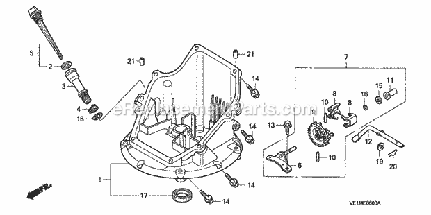 Honda HRB216 (Type HXA)(VIN# MAAA-1000001) Lawn Mower Oil Pan Diagram