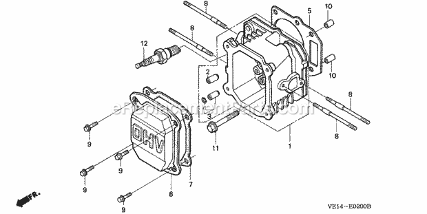 Honda HRM215K2 (Type SXA)(VIN# MZBB-6300001 to MZBB-6399999) Lawn Mower Cylinder Head Diagram