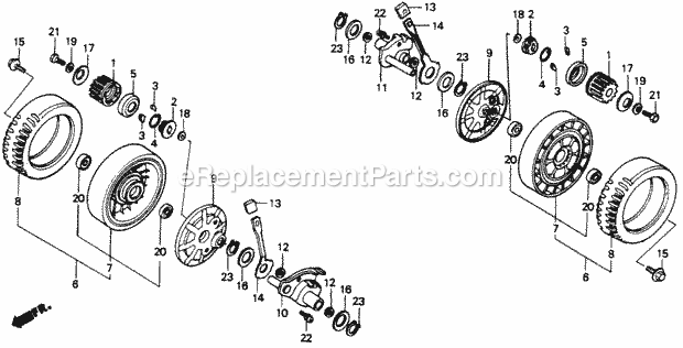Honda HRM21 (Type SVA)(VIN# MZAV-6000001) Lawn Mower Rear Wheel Diagram