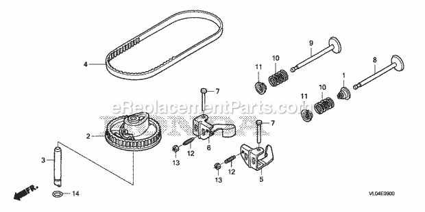 Honda HRR216K5 (Type VXAA)(VIN# MZCG-7800001 to MZCG-7999999) Lawn Mower Camshaft Pulley Diagram