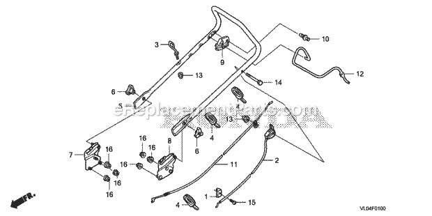 Honda HRR216K7 (Type PDAA)(VIN# MZCG-8200001) Lawn Mower Handlebar (1) Diagram