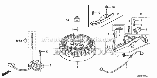 Honda HRR216K7 (Type PDAA)(VIN# MZCG-8200001) Lawn Mower Flywheel + Ignition Coil (Aluminum) Diagram