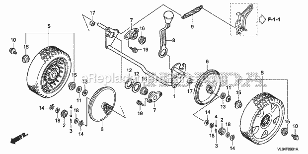 Honda HRR216K7 (Type VXAA)(VIN# MZCG-8200001) Lawn Mower Rear Wheel (2) Diagram