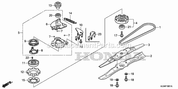 Honda HRR216K7 (Type VXAA)(VIN# MZCG-8200001) Lawn Mower Rotary Blade (2) Diagram