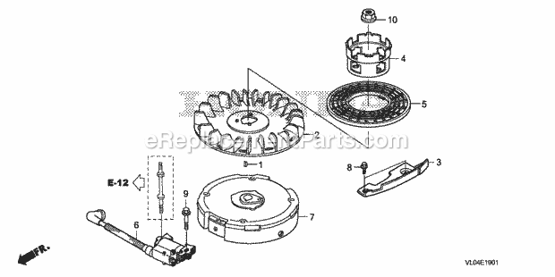 Honda HRR216K7 (Type VXAA)(VIN# MZCG-8200001) Lawn Mower Flywheel + Ignition Coil (Cast Iron) Diagram
