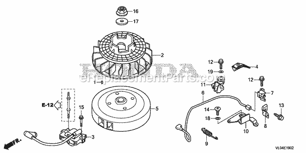 Honda HRR216K9 (Type PKAA)(VIN# GJARA-1000001-9999999) Lawn Mower Flywheel, Ignition Coil (3) Diagram