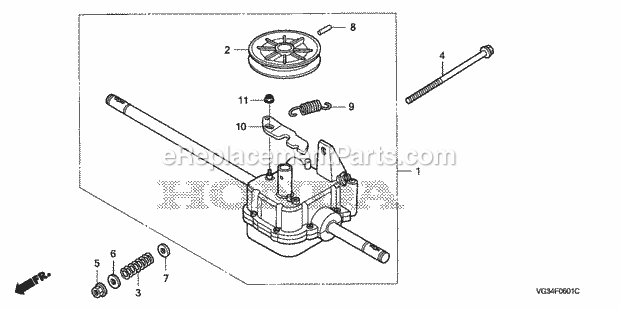 Honda HRS216K2 (Type SDAA)(VIN# MZBZ-6300001 to MZBZ-6369999) Lawn Mower Transmission (2) Diagram