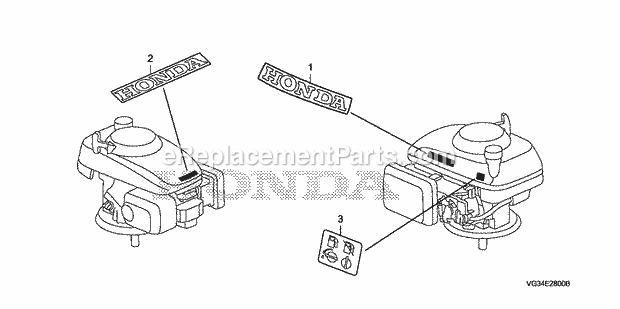 Honda HRS216K5 (Type PKAA)(VIN# GJARA-1000001-9999999) Lawn Mower Labels (1) Diagram