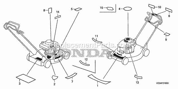Honda HRS216K5 (Type PKAA)(VIN# GJARA-1000001-9999999) Lawn Mower Labels (2) Diagram