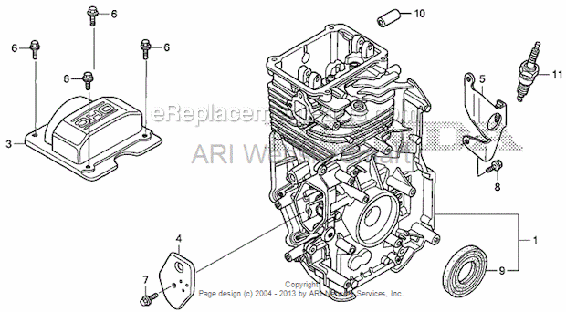 Honda HS520 (Type AA)(VIN# SZBG-6000001 to SZBG-6699999) Snowblower Cylinder Diagram