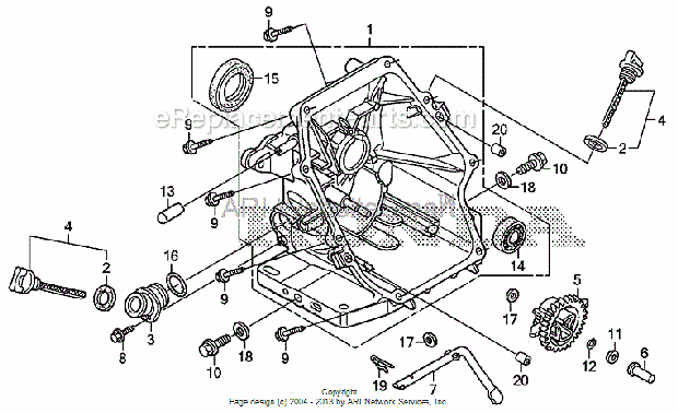 Honda HS520 (Type ASA)(VIN# SZBG-6000001 to SZBG-6099999) Snowblower Crankcase Cover Diagram
