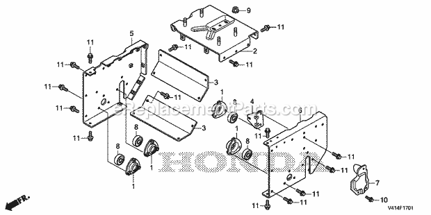 Honda HSS928A (Type AW)(VIN# GCBHT-1000001-9999999) Snow Blower Engine Bed (2) Diagram