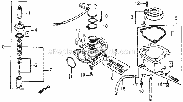 Honda NB50M (1984) Scooter Carburetor Diagram