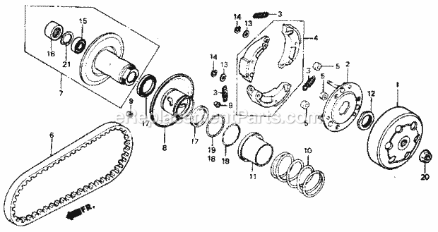 Honda NB50M (1985) Scooter Driven Face Diagram