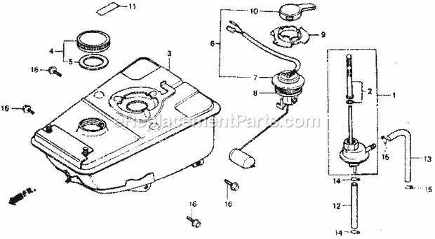 Honda NB50 (1986) Scooter Fuel Tank Diagram