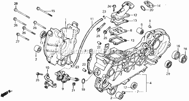 Honda SE50 (1987) Scooter Crankcase Diagram