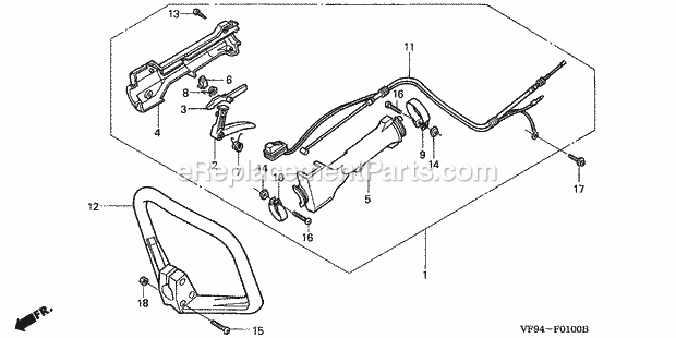 Honda UMK422 (Type LNA)(VIN# GCAF-1000001-9999999) Trimmer / Brushcutter Throttle Lever (1) Diagram