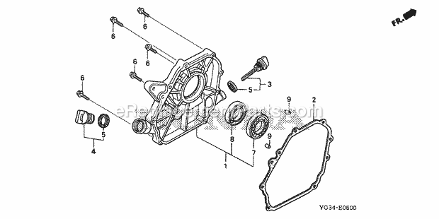 Honda WB20XK2 (Type A)(VIN# GCAAT-1000001-9999999) Water Pump Crankcase Cover Diagram