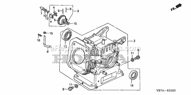 Honda WH20XK1 (Type AC1)(VIN# GC02-2000001-8669999) Water Pump Cylinder Diagram