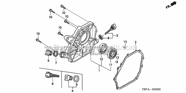 Honda WH20XK1 (Type AC1/A)(VIN# GC02-8670001-9099999) Water Pump Crankcase Cover Diagram