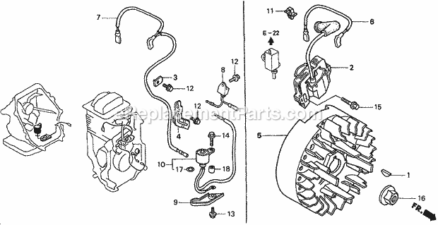 Honda WN20 (Type AX1)(VIN# GCAJ-1000001-9999999) Water Pump Ignition Coil, Flywheel Diagram