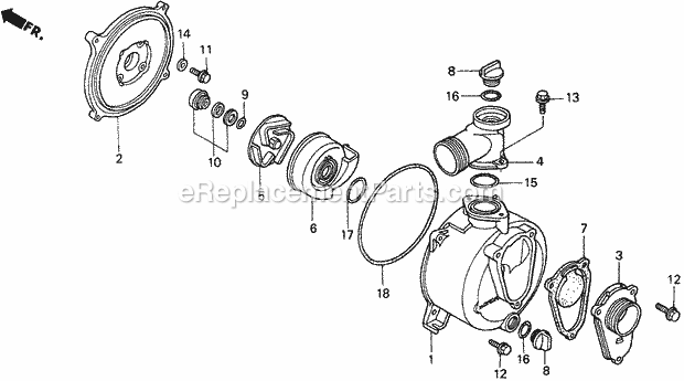 Honda WN20 (Type AX1)(VIN# GCAJ-1000001-9999999) Water Pump Casing (1) Diagram