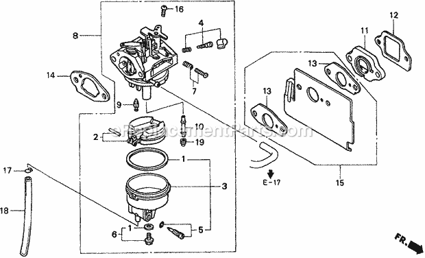 Honda WN20 (Type AX1)(VIN# GCAJ-1000001-9999999) Water Pump Carburetor Diagram