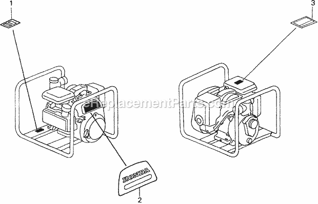 Honda WN30 (Type AX1)(VIN# GCAH-1000001-9999999) Water Pump Labels (Frame) Diagram