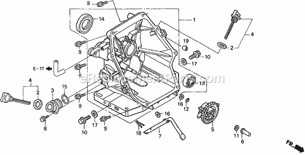 Honda WN30 (Type AX1)(VIN# GCAH-1000001-9999999) Water Pump Crankcase Cover Diagram