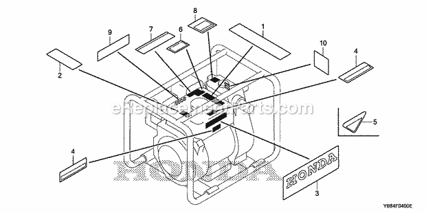 Honda WT20XK2 (Type AC)(VIN# GC02-2000001-8669999) Water Pump Labels (2) Diagram