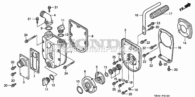 Honda WX10 (Type A1)(VIN# GCAG-1000001-2099999) Water Pump Casing (Wx10) Diagram