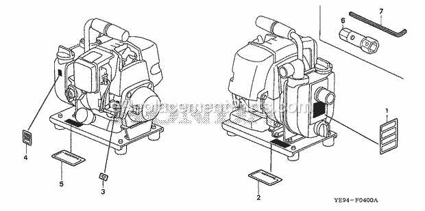 Honda WX10 (Type A1)(VIN# GCAG-1000001-2099999) Water Pump Labels (2) Diagram