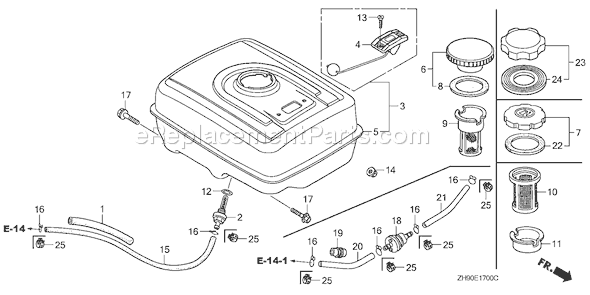 Honda GX270 (Type SX2)(VIN# GCAB-1000001-1999999) Small Engine Page K Diagram