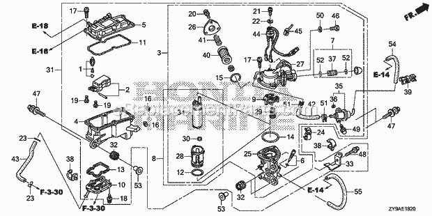 Honda Marine BF100A (Type LRTA)(1000001-1099999) Vapor Separator Diagram