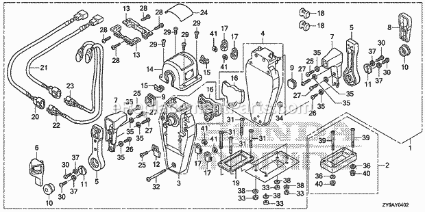 Honda Marine BF100A (Type LRTA)(1000001-1099999) Remote Control (Top Mount Dual Type) (R.) Diagram
