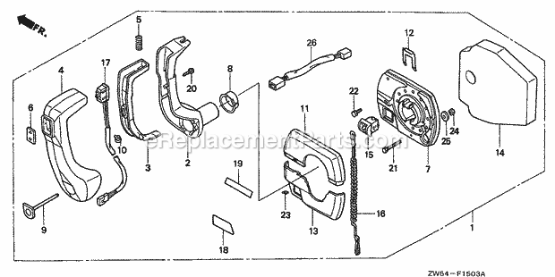 Honda Marine BF115A1 (Type XCA)(1200001-1299999) Remote Control (Panel Mount) Diagram