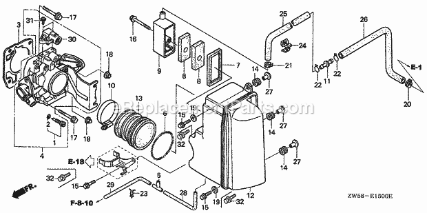 Honda Marine BF115A3 (Type LCA)(1400001-1499999)(1000001-1099999) Throttle Body Diagram