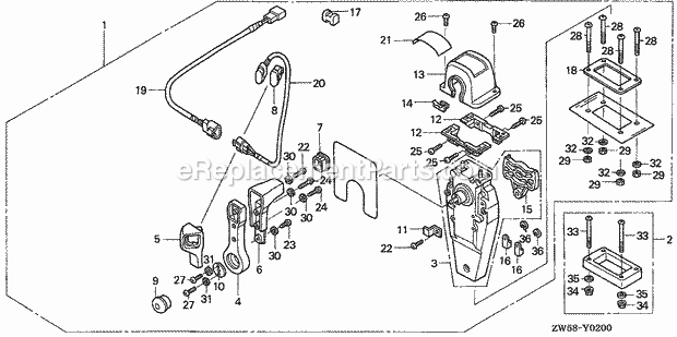 Honda Marine BF115A3 (Type LCA)(1400001-1499999)(1000001-1099999) Remote Control (Top Mount Single Type) (R.) Diagram