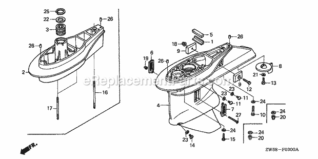 Honda Marine BF115A5 (Type XCA)(1600001-1699999)(1000001-1099999) Gear Case Diagram