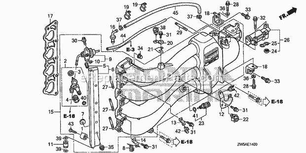 Honda Marine BF115AK0 (Type XA)(1800001-9999999)(1100001-9999999) Intake Manifold Diagram