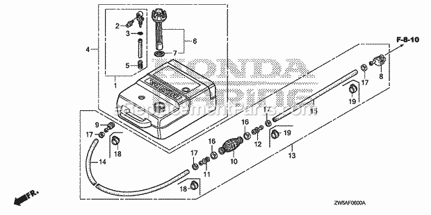 Honda Marine BF115AK0 (Type XA)(1800001-9999999)(1100001-9999999) Fuel Tank Fuel Tube Diagram