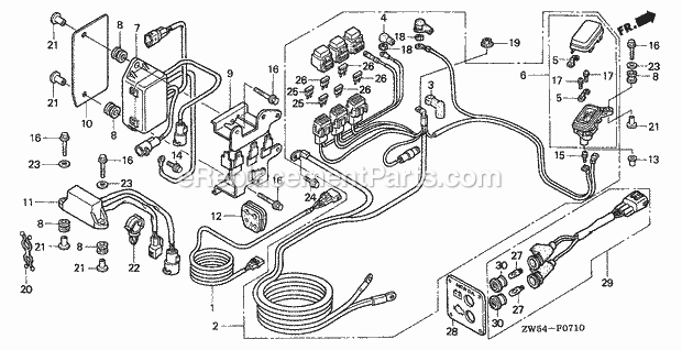 Honda Marine BF115AY (Type LA)(1100001-1199999) Starter Cable Diagram