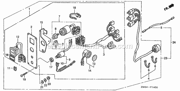 Honda Marine BF115AY (Type LA)(1100001-1199999) Control Panel Diagram