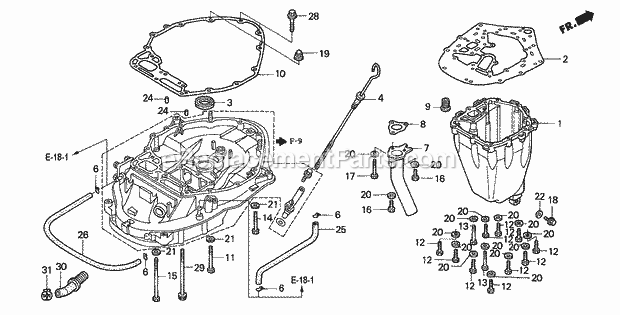 Honda Marine BF130A1 (Type LCA)(1200001-1299999) Oil Pan Exhaust Pipe Diagram