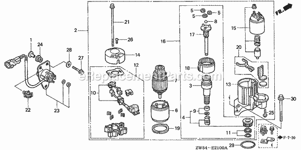 Honda Marine BF130A2 (Type LA)(1300001-1400000) Starter Motor Diagram