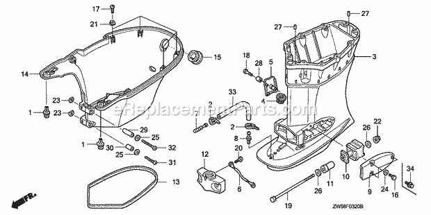 Honda Marine BF130A3 (Type XCA)(1400001-1499999)(1000001-1099999) Extension Case Diagram